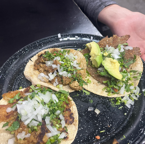 three tacos with meat substitues