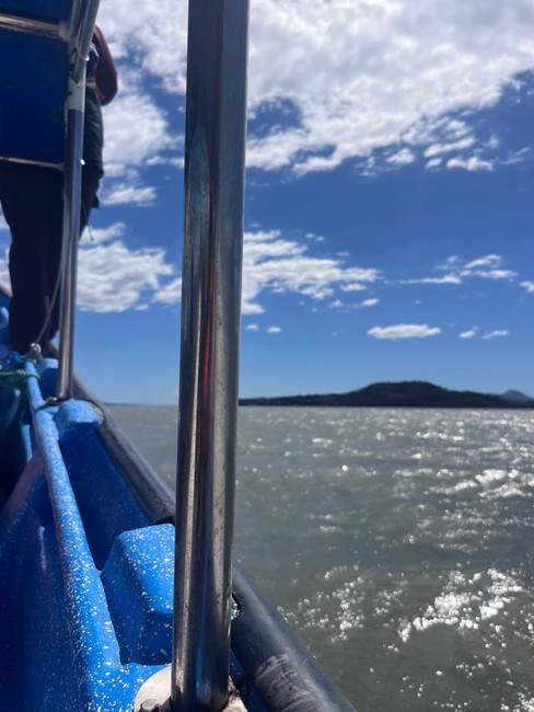 blurry view off the side of the boat as we pass from El Salvador to Nicaragua