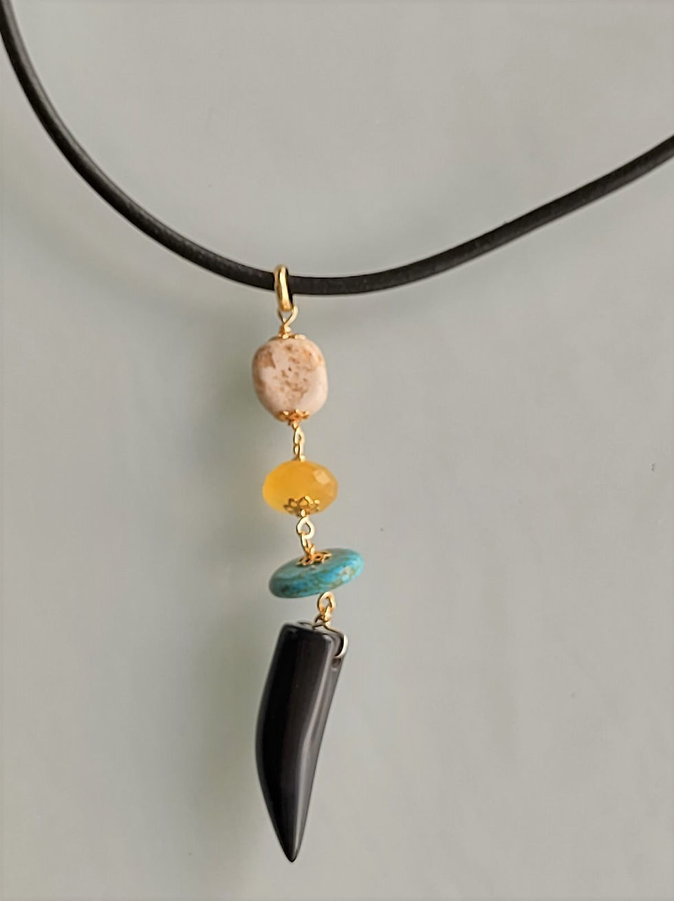 Thumbnail: Agate, turquoise, citrine quartz. Leather