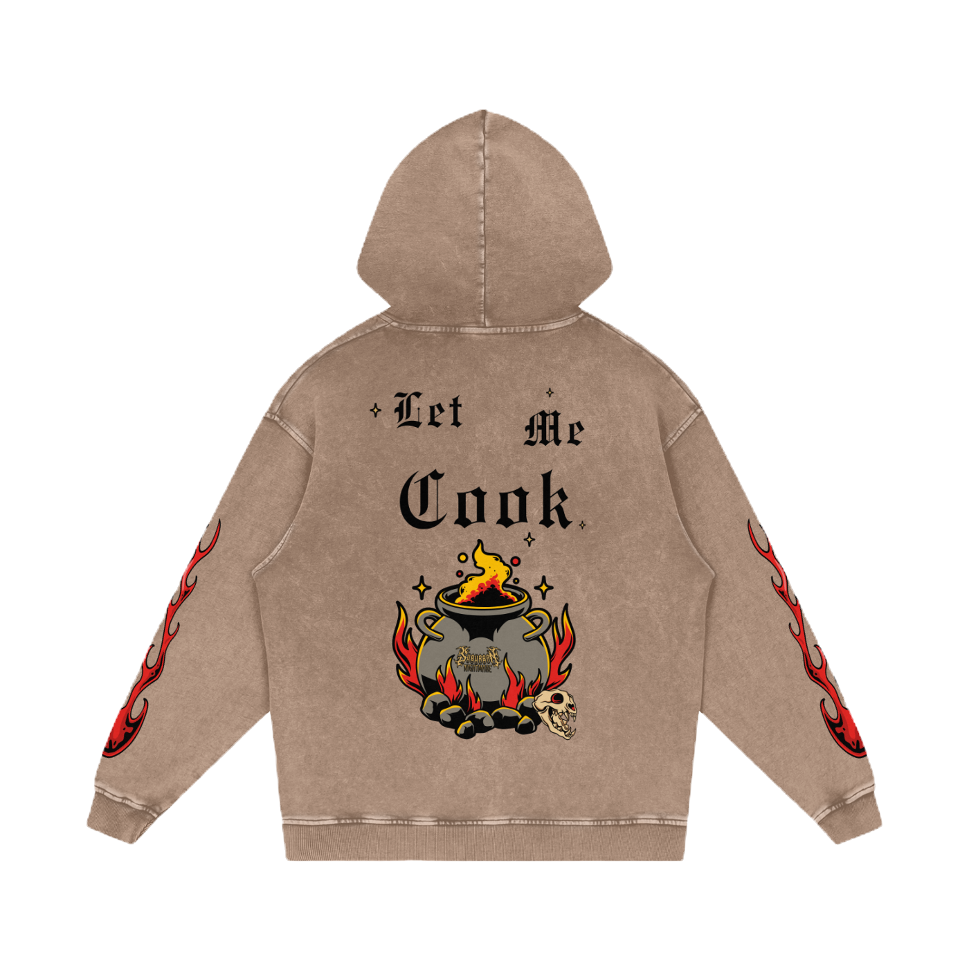 SN BROWN LET ME COOK SNOW WASHED LOOSE COTTON HOODIE
