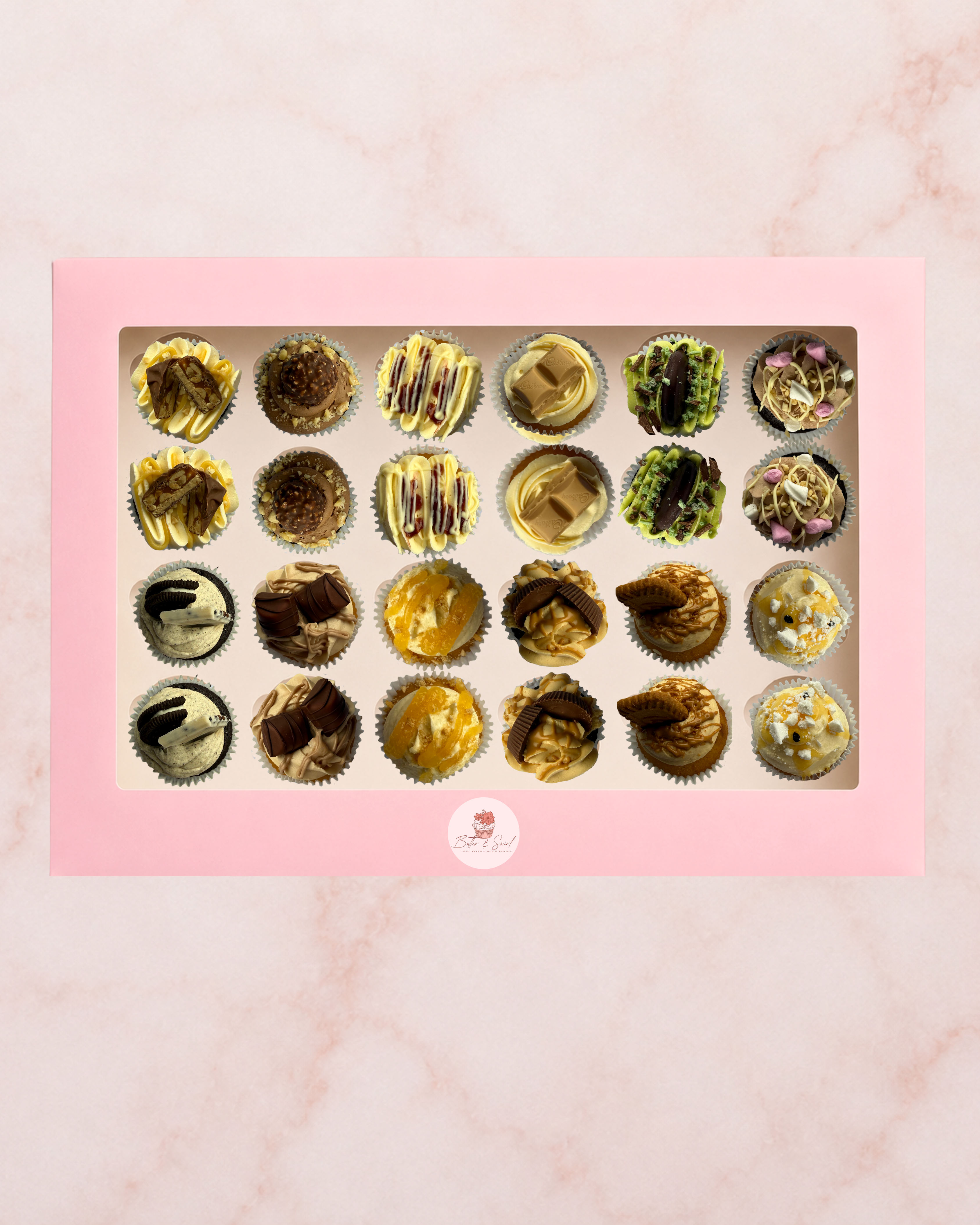 Box of assorted Loaded cupcakes from Go Big or Go Home