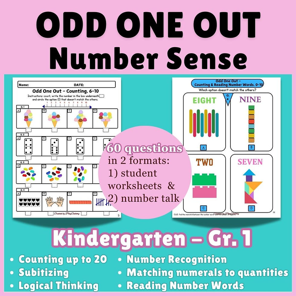 Cover image of Odd One Out Kindergarten Math Worksheets and Math Talk resource