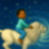 a white lion carries a boy named Jamari on his back through the night sky