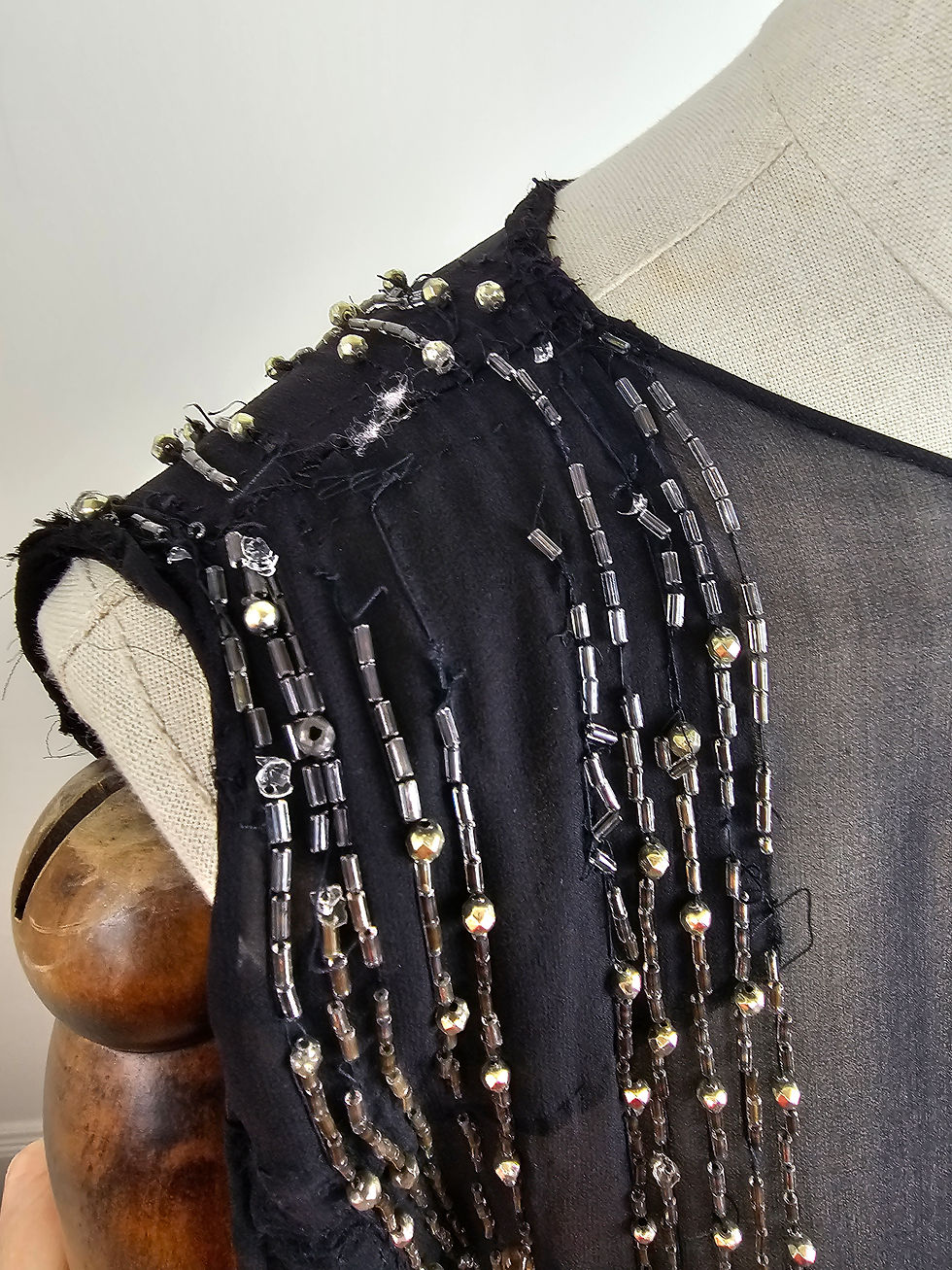 Thumbnail: 1920s Beaded Chiffon Flapper Dress 