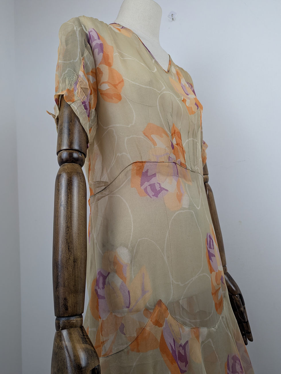 Thumbnail: 1930s Sheer Silk Chiffon Dress 