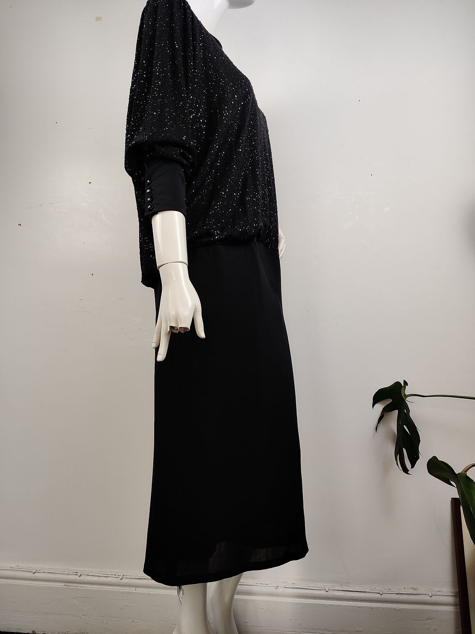 Thumbnail: 1980s Frank Usher Sparkling Blouson Dress 