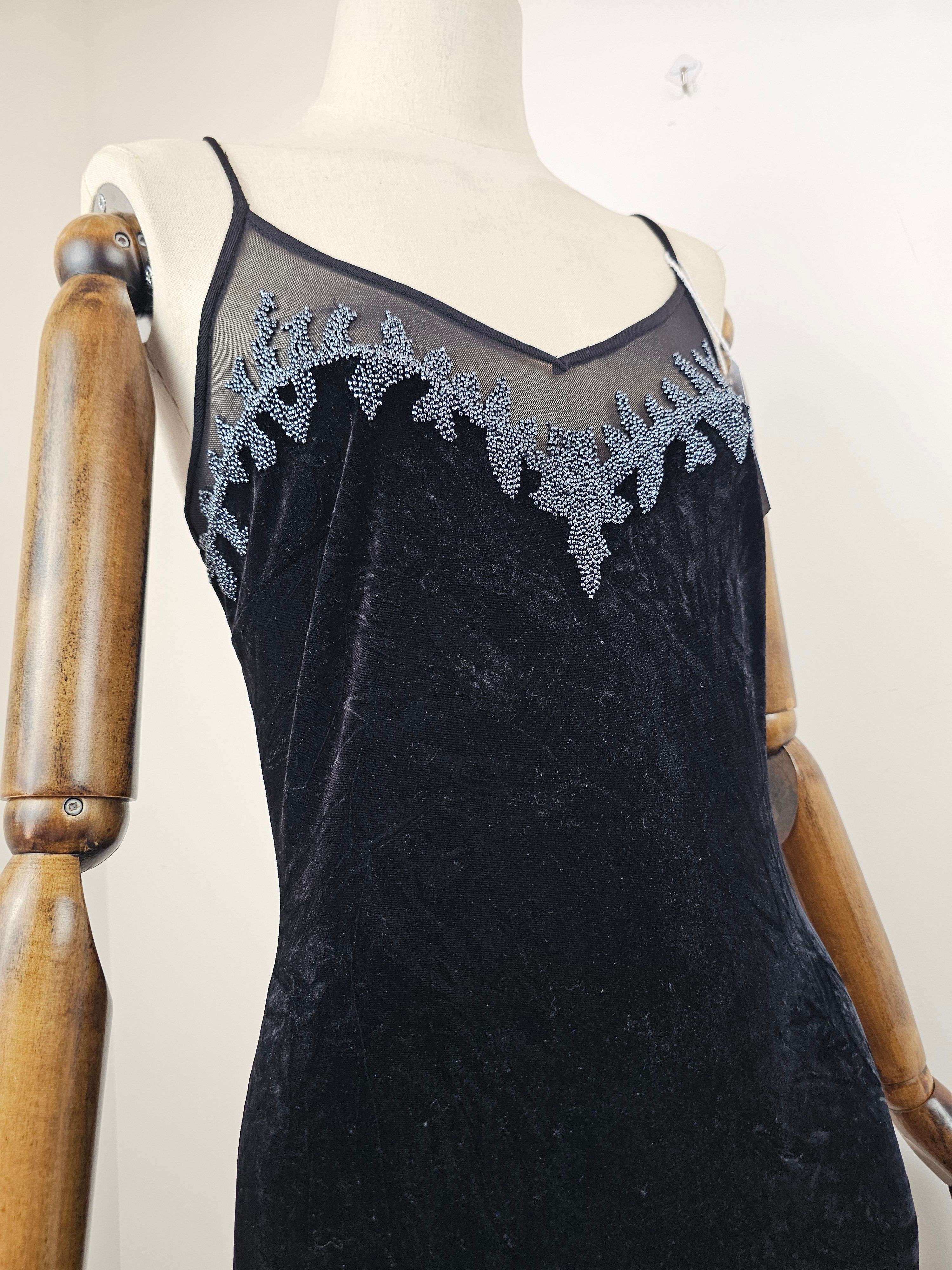 1990s Stretch Velour Evening Dress