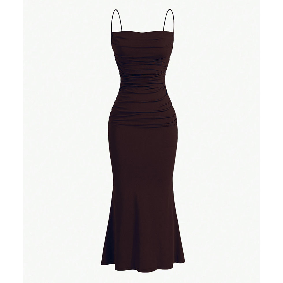 Thumbnail: Elegant Long Dress with Thin Straps - For Parties, Special Evenings, and Wedding
