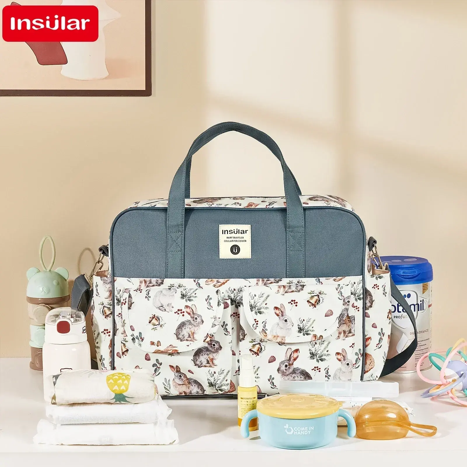 Fashion Mommy One Shoulder Messenger Bag Multifunctional Mommy Handbag Storage B