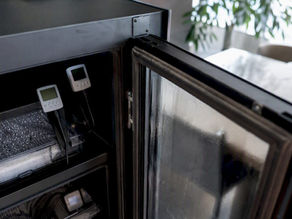 Close-up of humidity control cabinet sensors