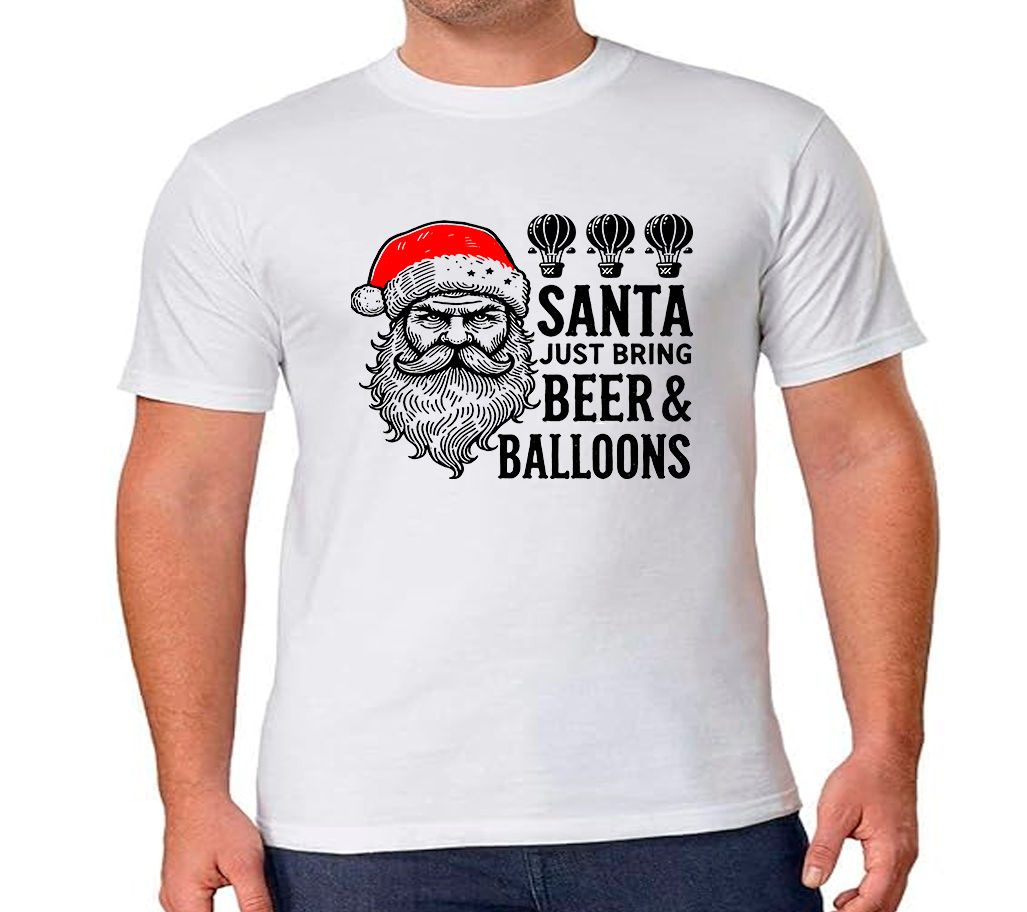 Santa, Beers & Balloons- Hot Air Balloon T-Shirt