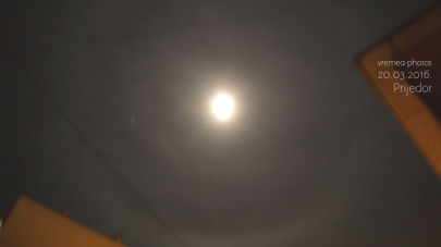 Halo oko mjeseca iznad Prijedora 20.03.2016. godine