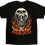Miniaturbild: Back design. Black t-shirt with orange flames with Berdoo text surrounding a white vintage skull