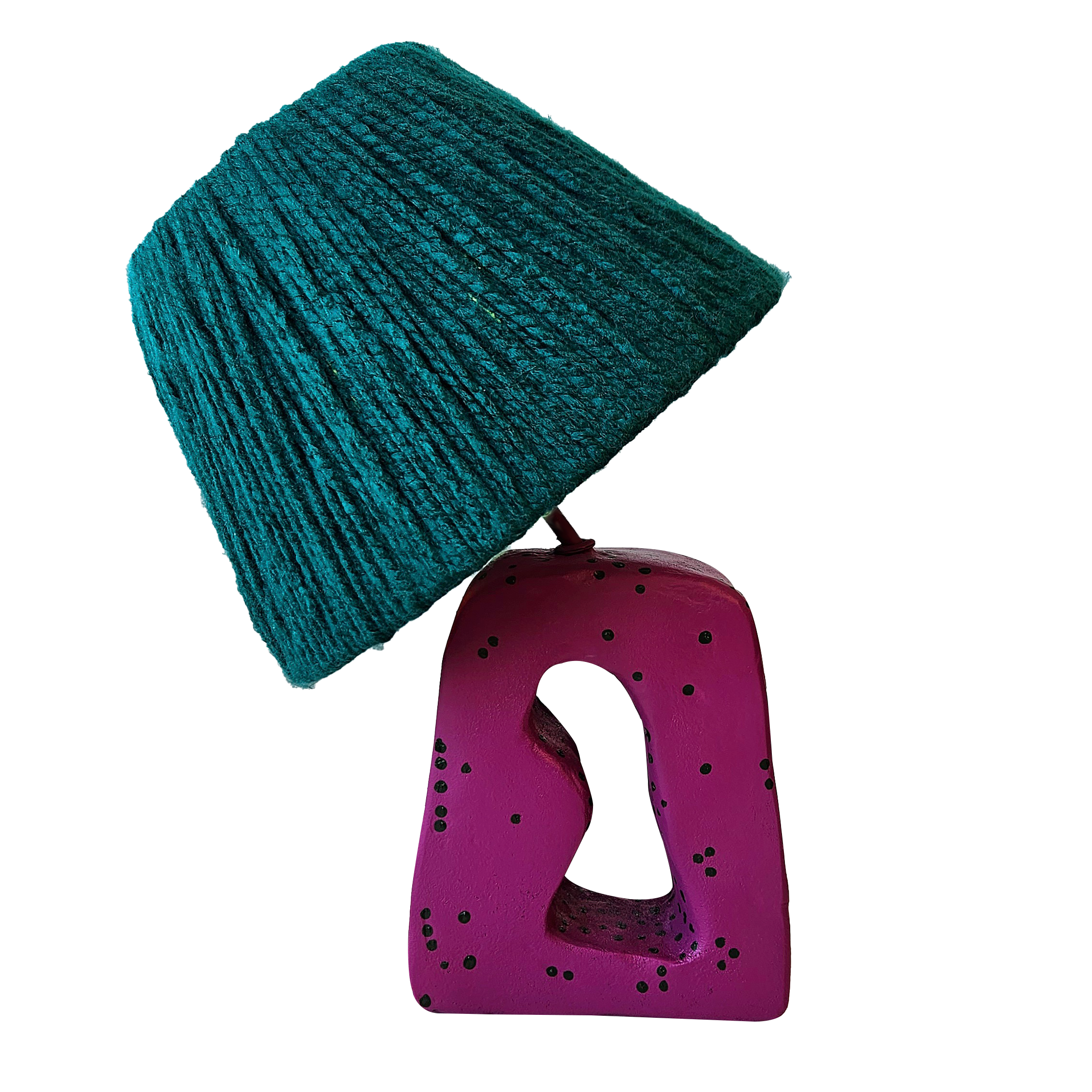 Base Luminária Cerâmica, Orgânica Roxa com poá desconstruído verde