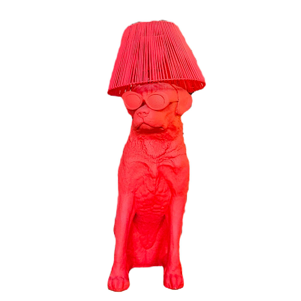 Miniatura: Base Luminária Cachorro Rottweiler Dudu, Vermelho