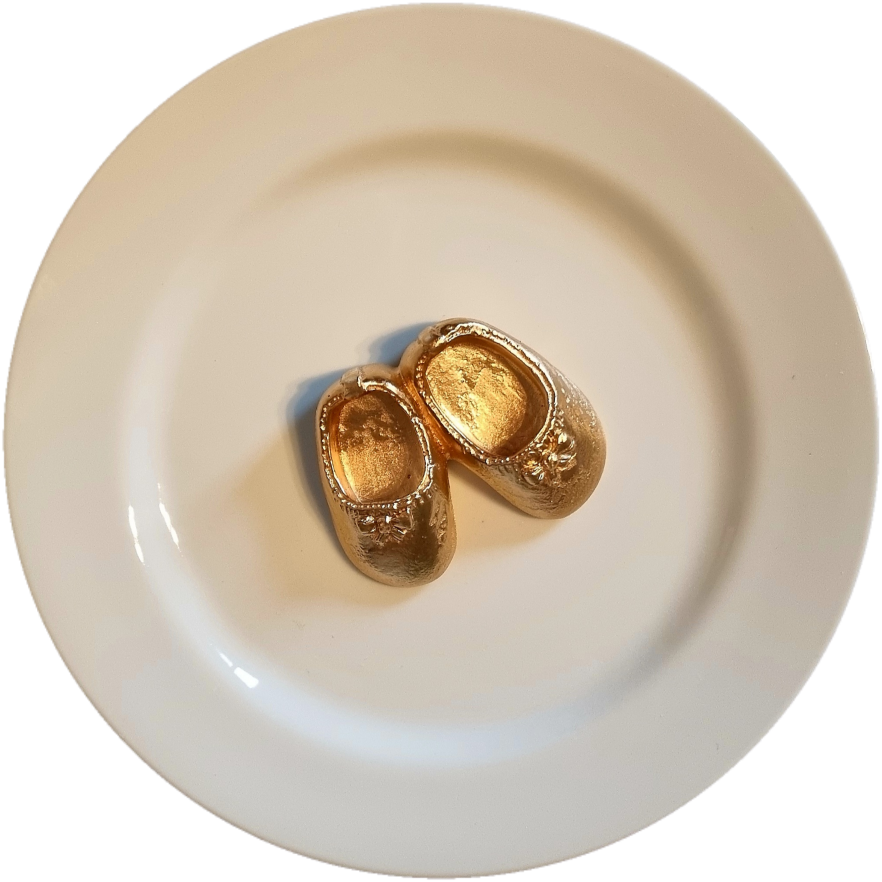 Prato Sapatinhos Menina 3D, Dourado - 26cm