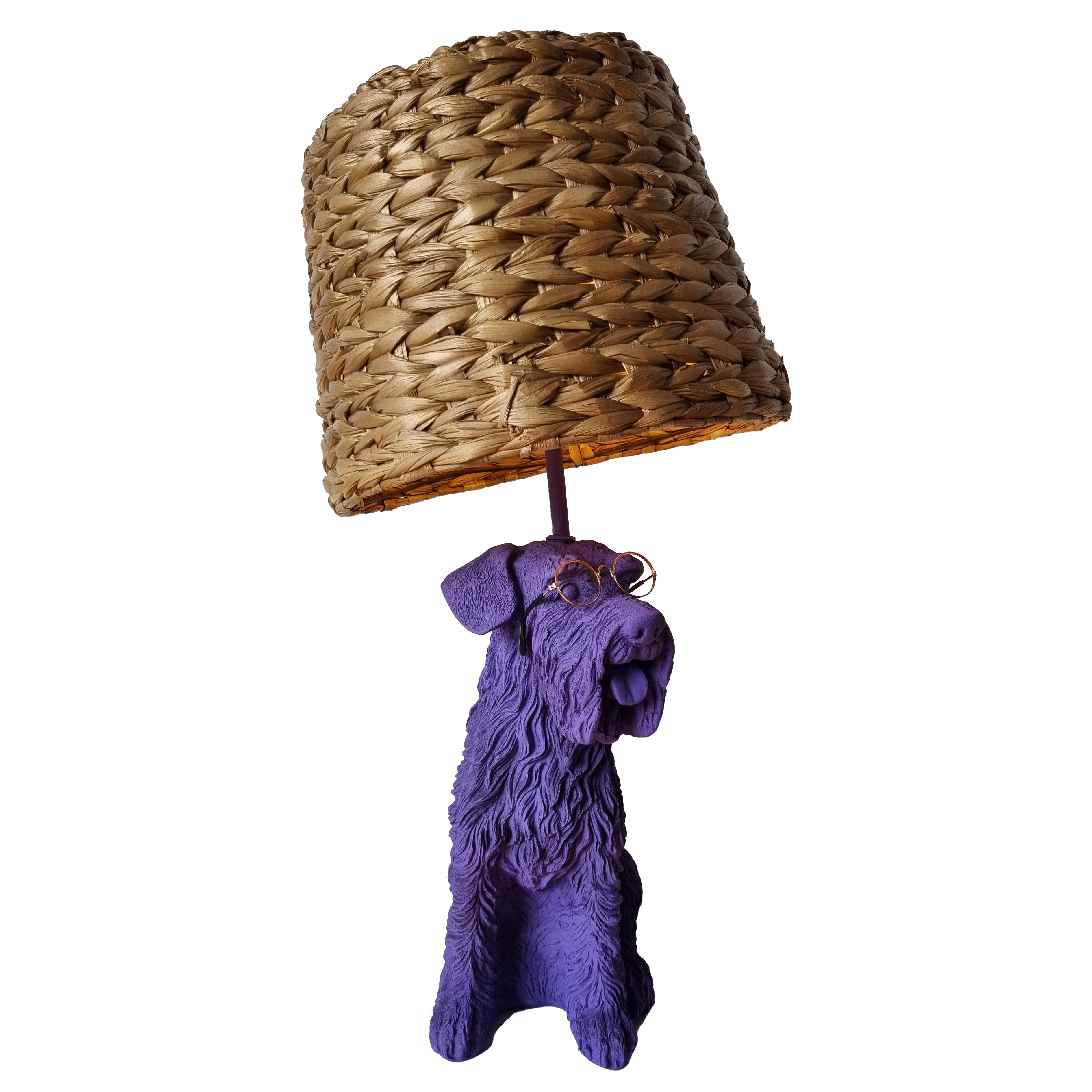 Base Luminária Cachorro Schnauzer Gabrielo de óculos, Roxo