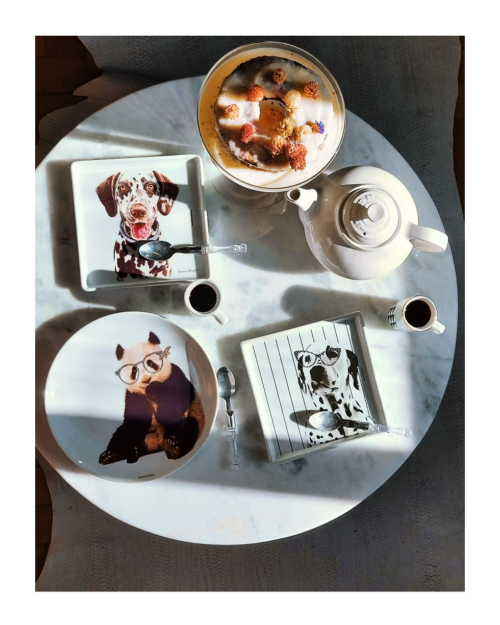 Miniatura: Prato de Porcelana Panda e a borboleta - 24 cm