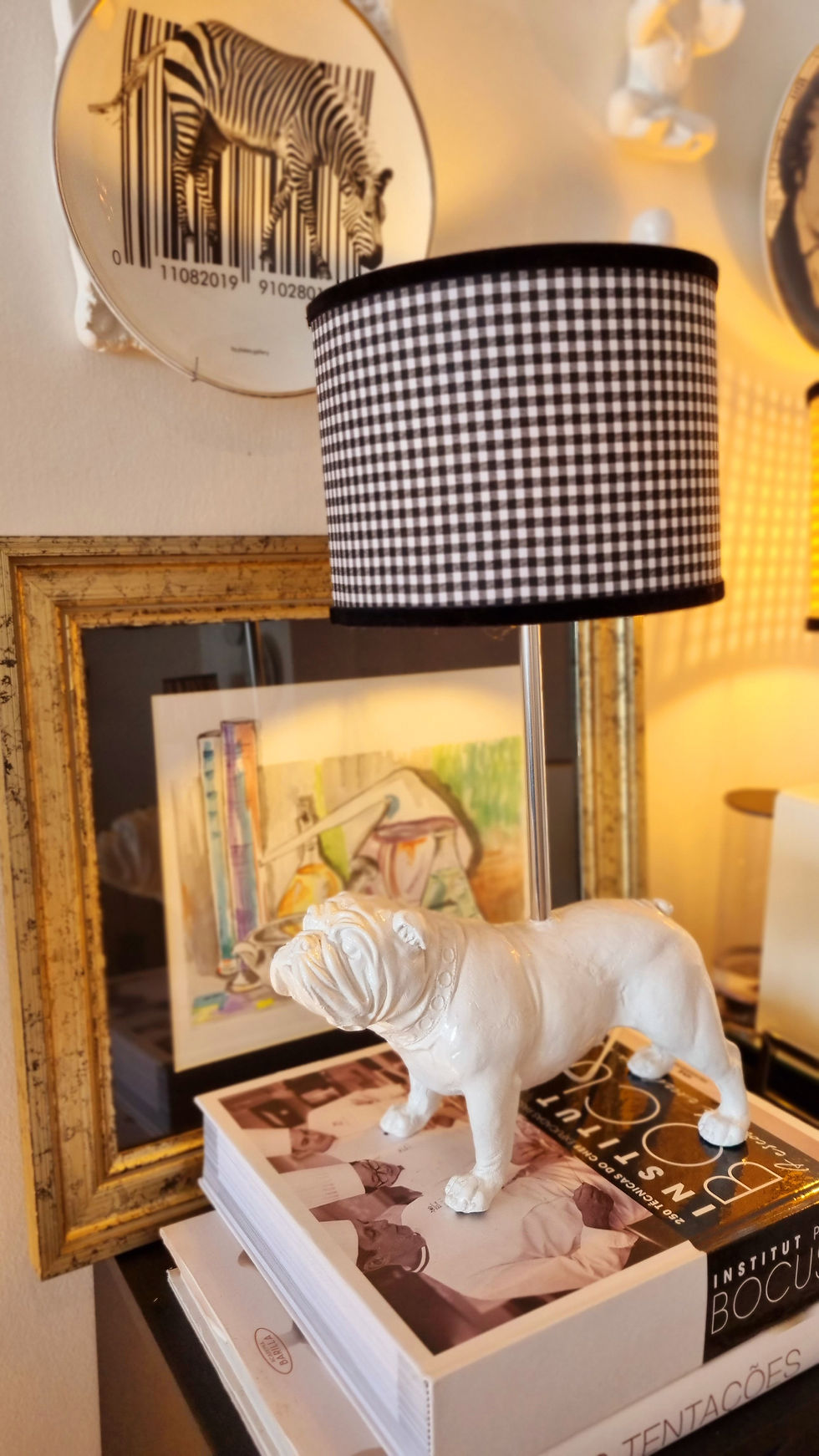 Miniatura: Base Luminária Bulldog Inglês Juka, Branco