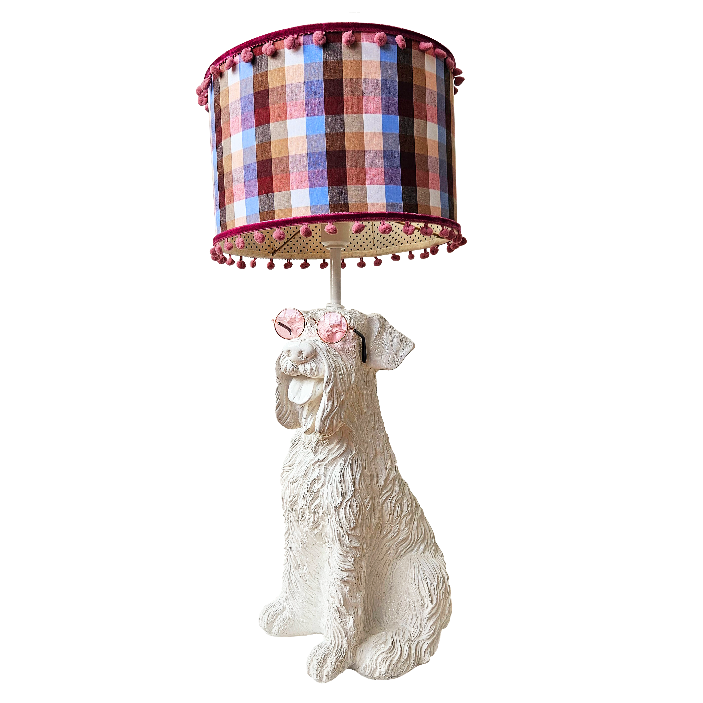 Base Luminária Cachorro Schnauzer Gabrielo – Branco com Óculos