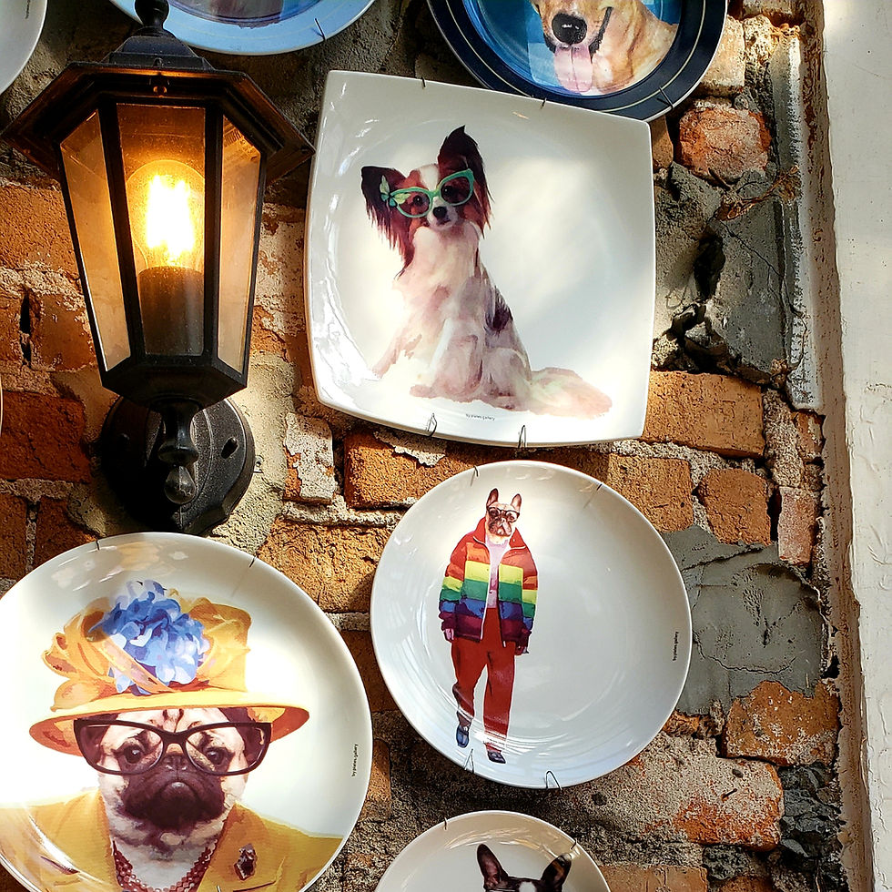 Miniatura: Bandeja de porcelana Cachorro Papillon Juju and Butterfly - 27,5x27,5 cm