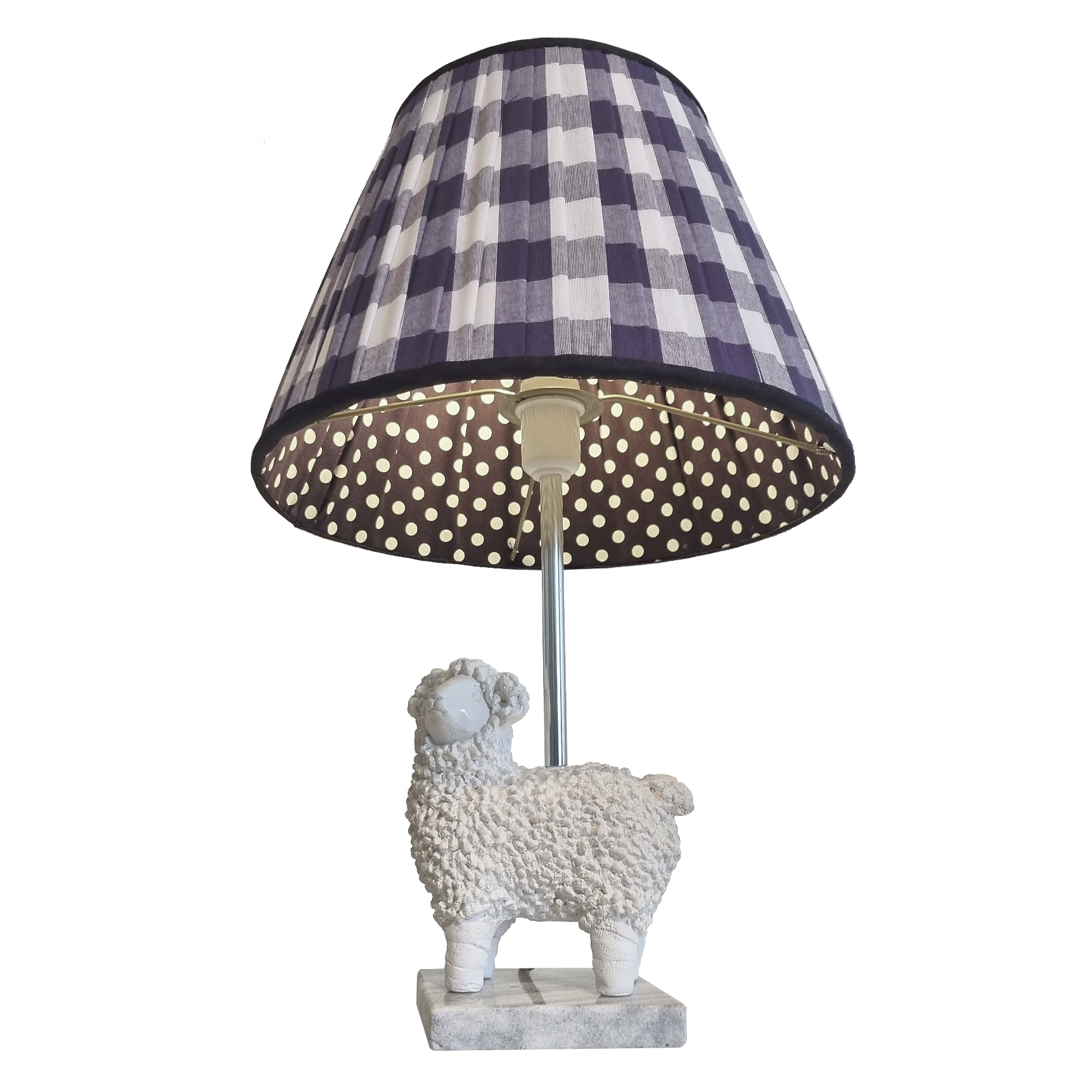 Base Luminária Ovelha Cici Branca com base mármore rajado branco