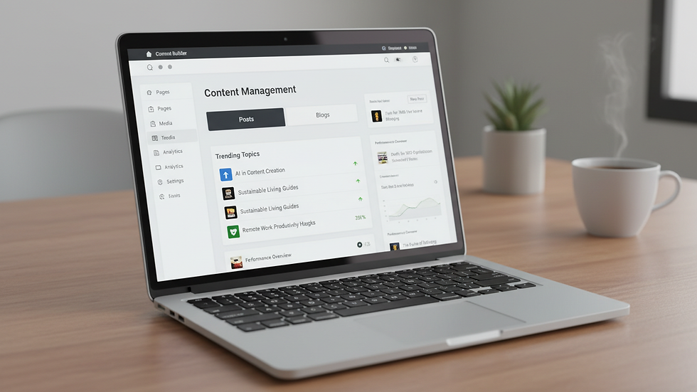 Eye-level view of a laptop displaying a website builder dashboard
