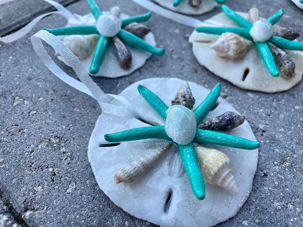 Thumbnail: Glitter Shell Teal Starfish Sanddollar Ornament