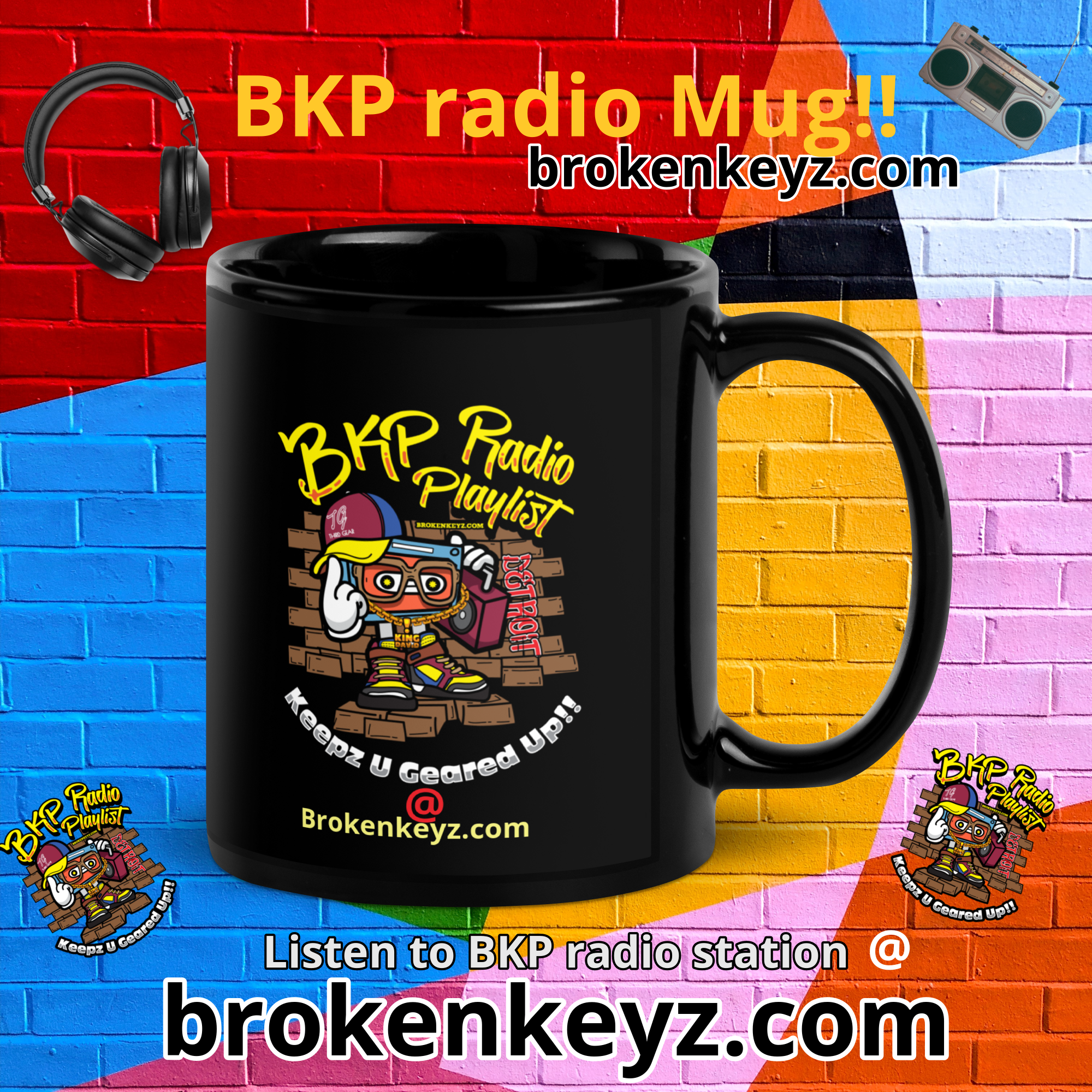 BKP radio Station Black Glossy Mug
