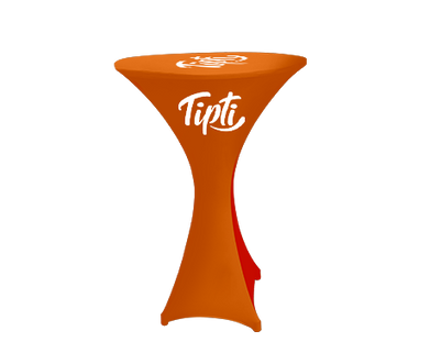 Mesa Coctelera naranja de base cuadrada