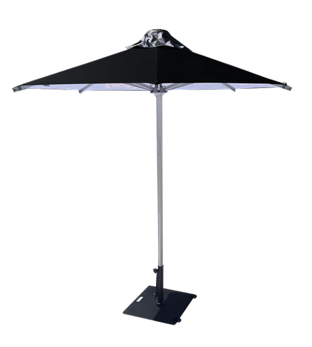Parasol negro con detalles blancos