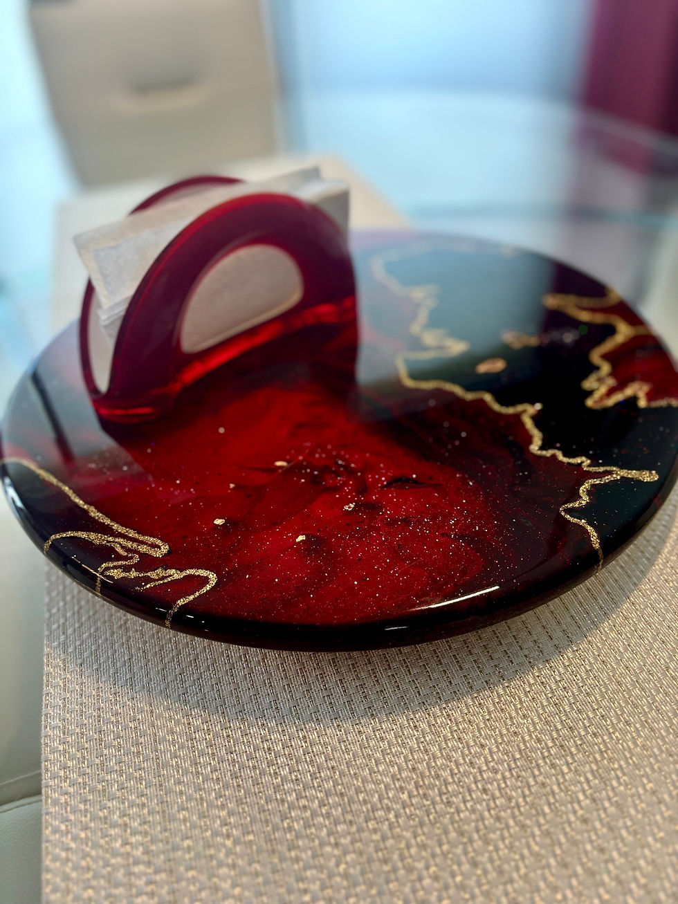 Thumbnail: Red / Gold /Black Lazy SusanTurntable Decor Centerpiece