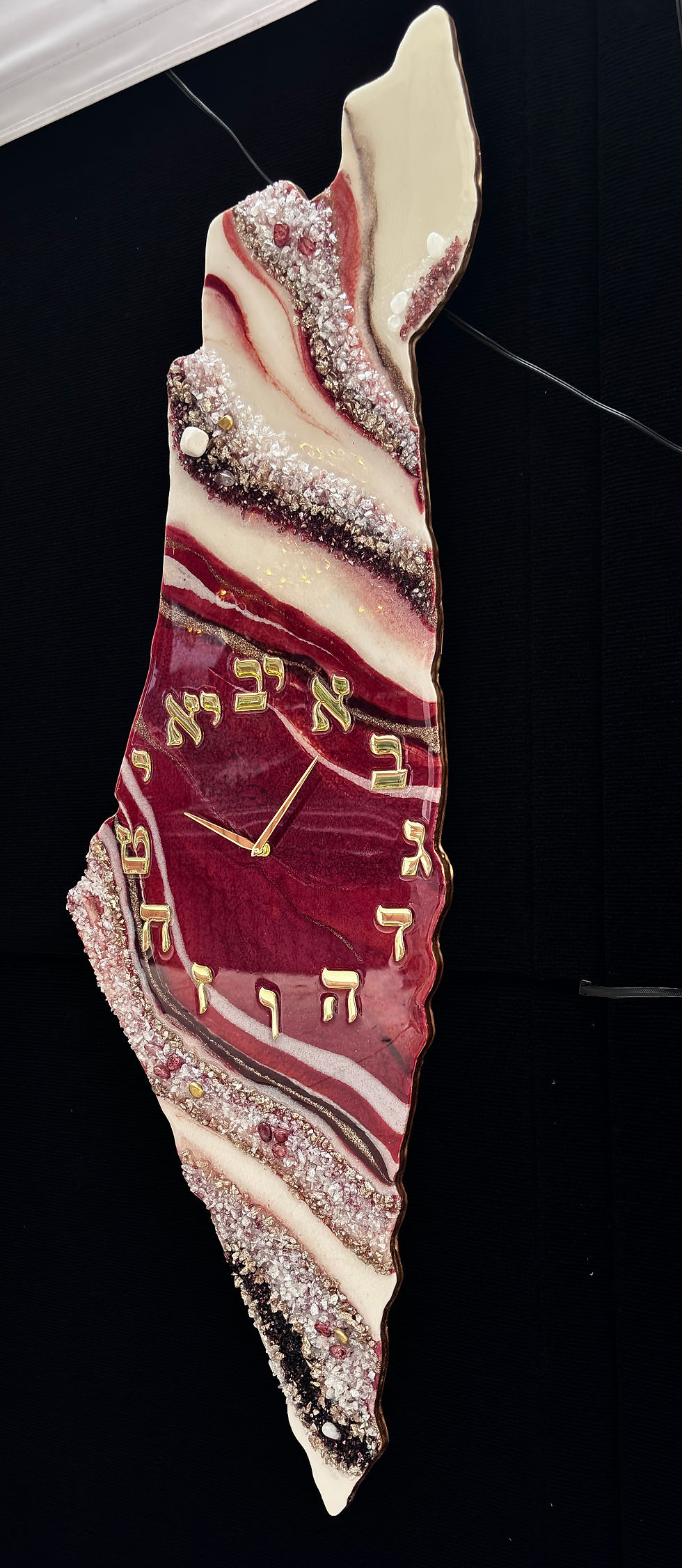Thumbnail: Wall clock in shape of Israel- Red 49”x15”