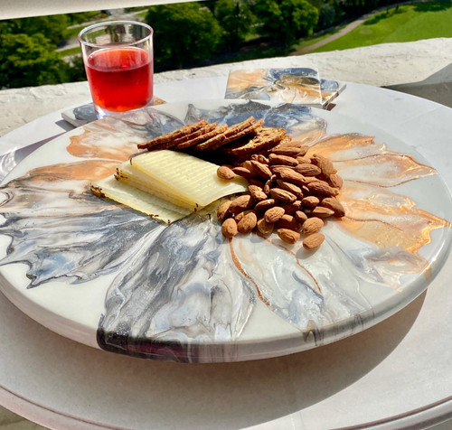 Unique Colorful Lazy SusanTurntable Decor Centerpiece- Golden