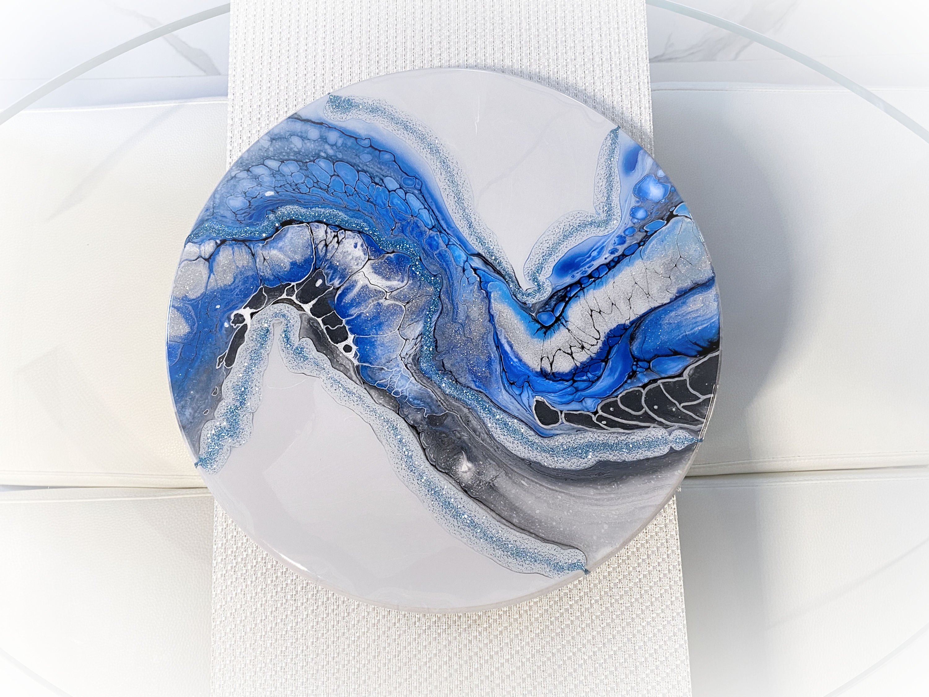 Lazy Susan Blue on Gray - Abstract