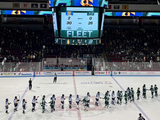 Postgame handshake between the Boston Fleet and Toronto Sceptres.