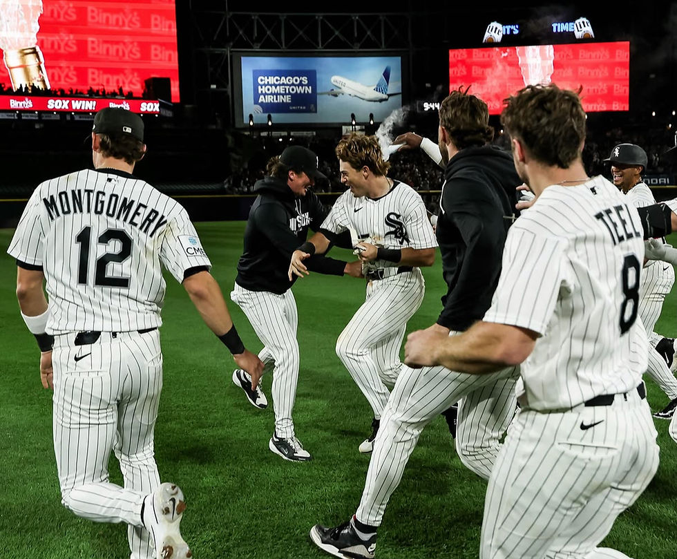 The Chicago White Sox celebrating a 6-5 win on June 22, 2026 over the Cleveland Guardians