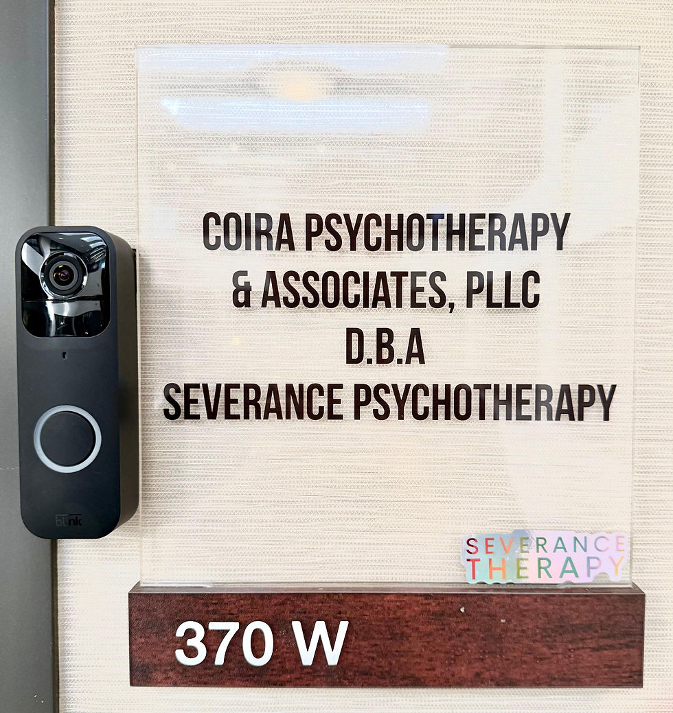 Exterior photo of the Severance Therapy sign displayed outside the Houston office, marking a welcoming and professional space