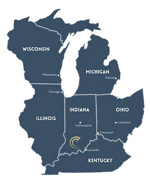 Map of Indiana and the surrounding states