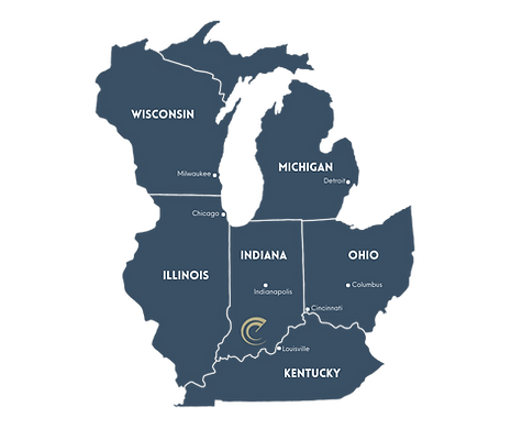 Map of Indiana and the surrounding states