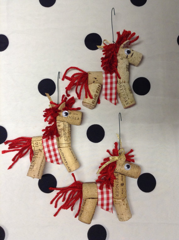 Cork Horse Ornaments