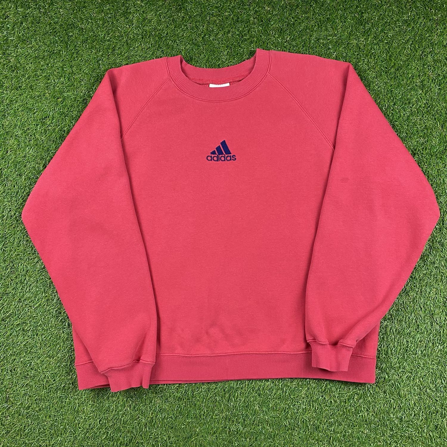 90s Adidas Pink/Blue Center Logo Crewneck Sweatshirt Size L