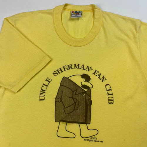 ピンク Tシャツ UNCLE SHERMAN FAN CLUB 1976 Vintage 70s Uncle Sherman Flasher T Shirt Lewd Shia Laboeuf
