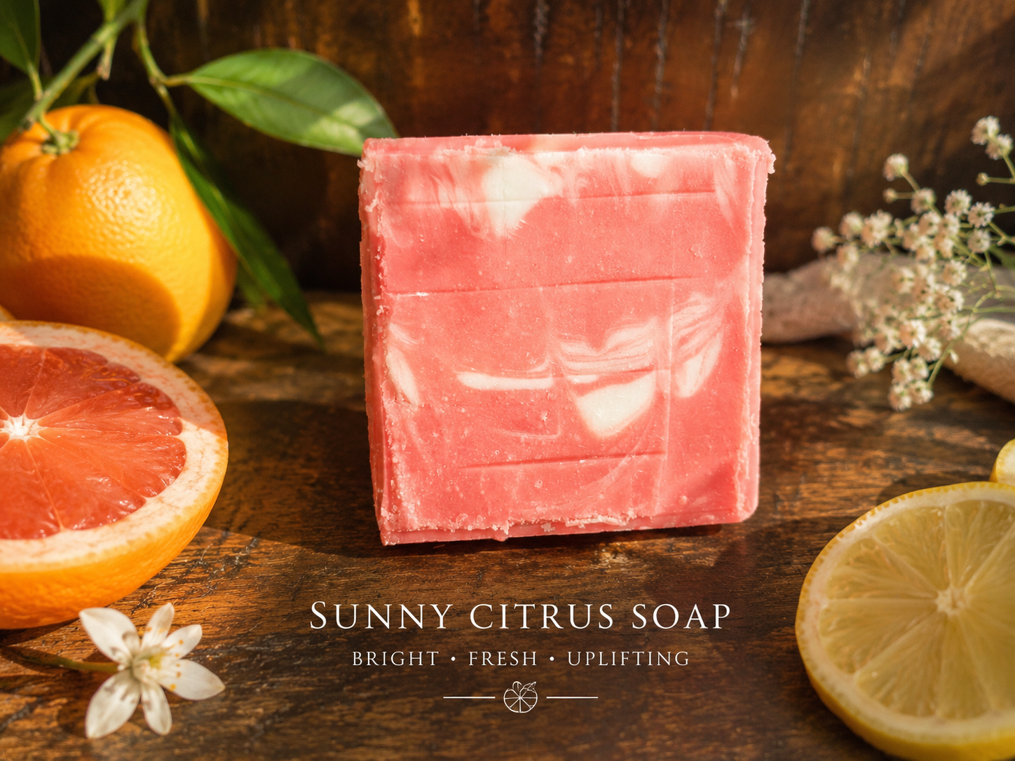 Fruity Sunny Citrus handmade soap created with Olive oil, Lard and coconut oil