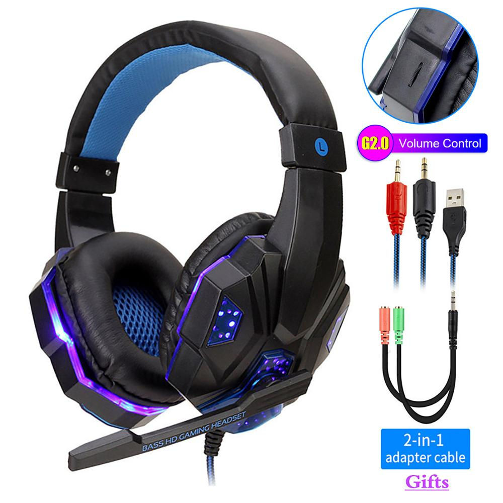 Professional Led Light Wired Gaming Headphones With Microphone For Computer PS4