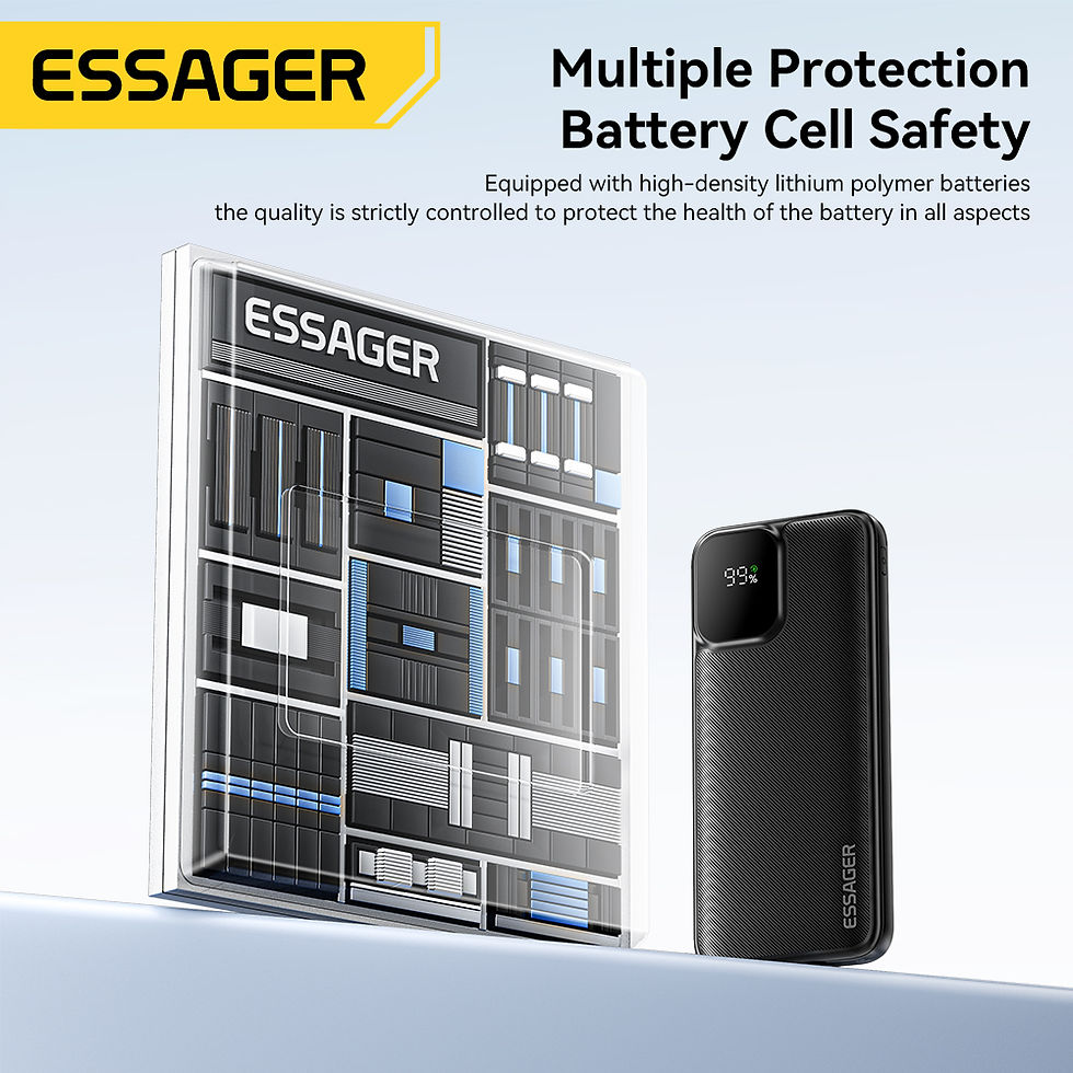 Thumbnail: Essager Portable Power Bank 20000mAh with Two Built-in Cables External Battery P