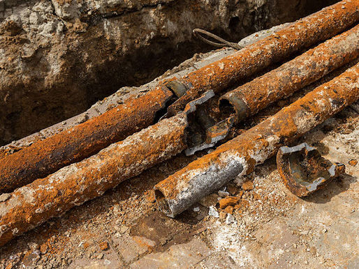 corroded cast iron sewage pipes in need of replacement