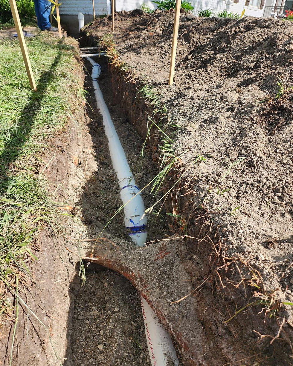 The Plumbinator crew dug out this pipe to reroute around this tree root