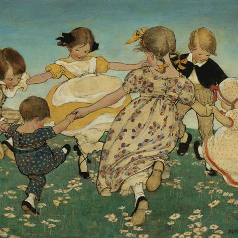 circle of friends in a grassy meadow, ai generated