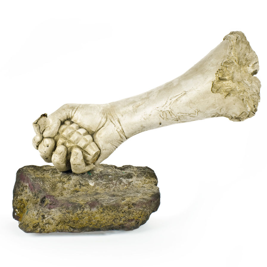 Stone arm sculpture on base: MichaelJoyArt